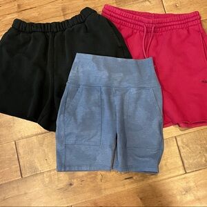 Aerie Black, TNA Rose and Aerie Blue Women's Shorts Trio